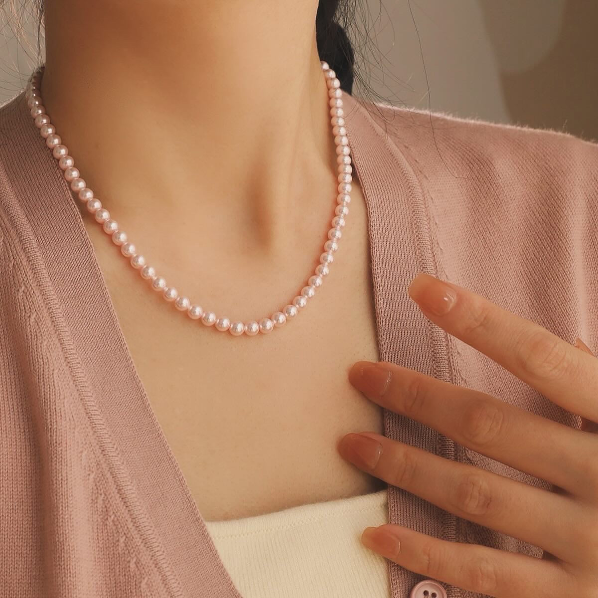 Sakura-Pink Pearl Necklace