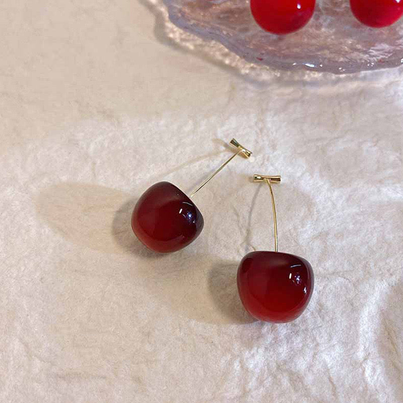 Claret long cherry earrings