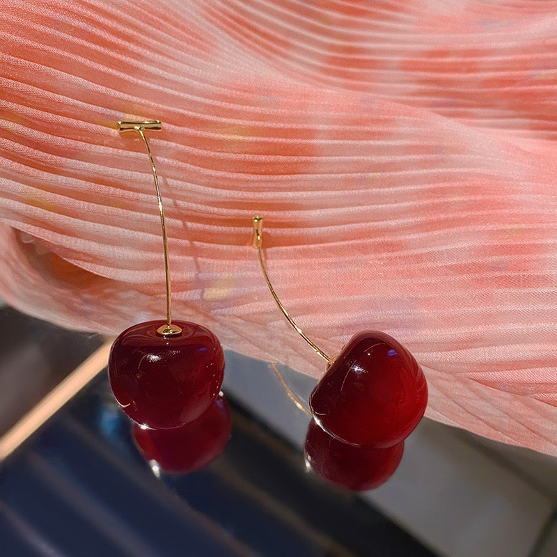 Claret long cherry earrings