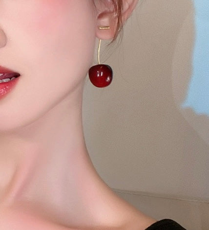 Claret long cherry earrings