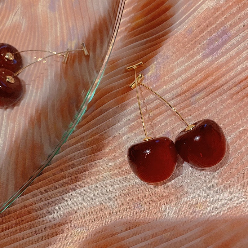 Claret long cherry earrings