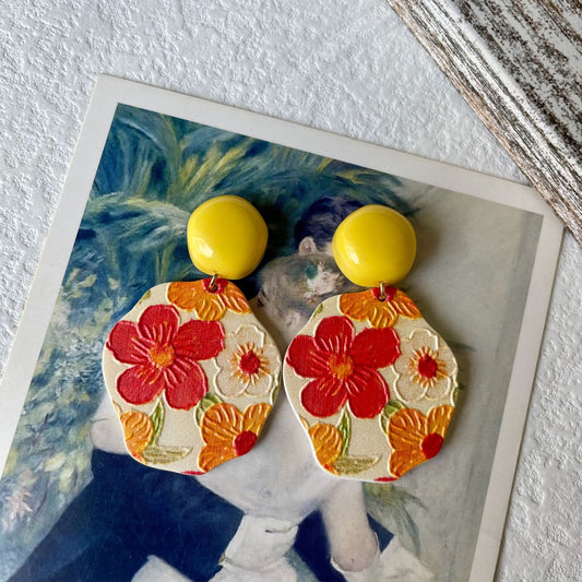 Oil Painting Flower Sweety Earrings