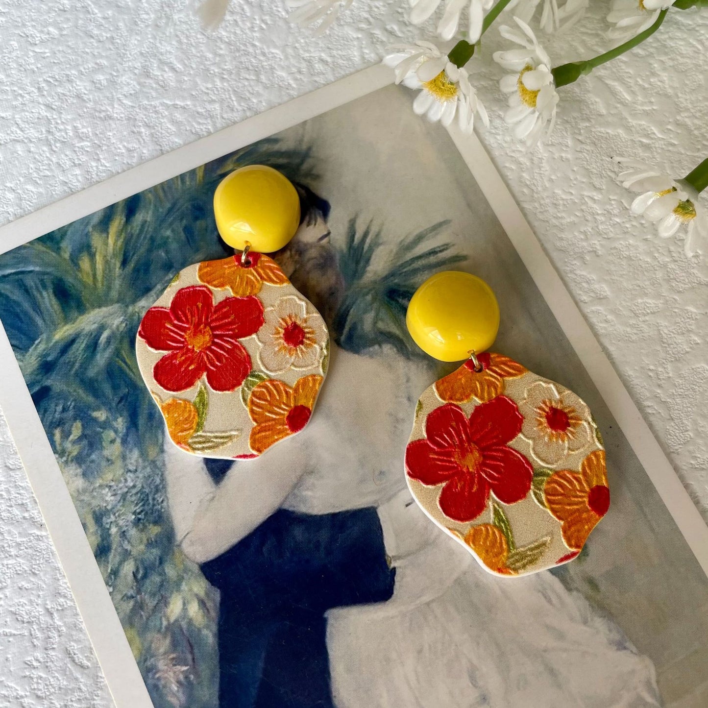 Oil Painting Flower Sweety Earrings