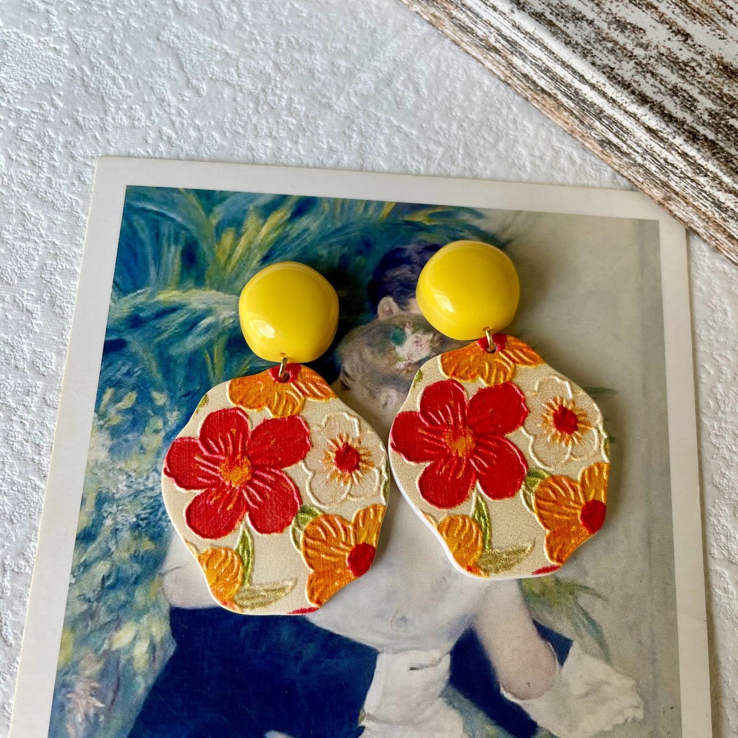 Oil Painting Flower Sweety Earrings