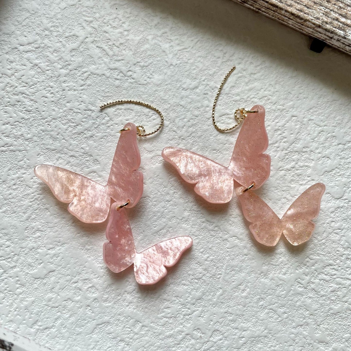 Sparkling Pink Fairy Butterfly Earrings