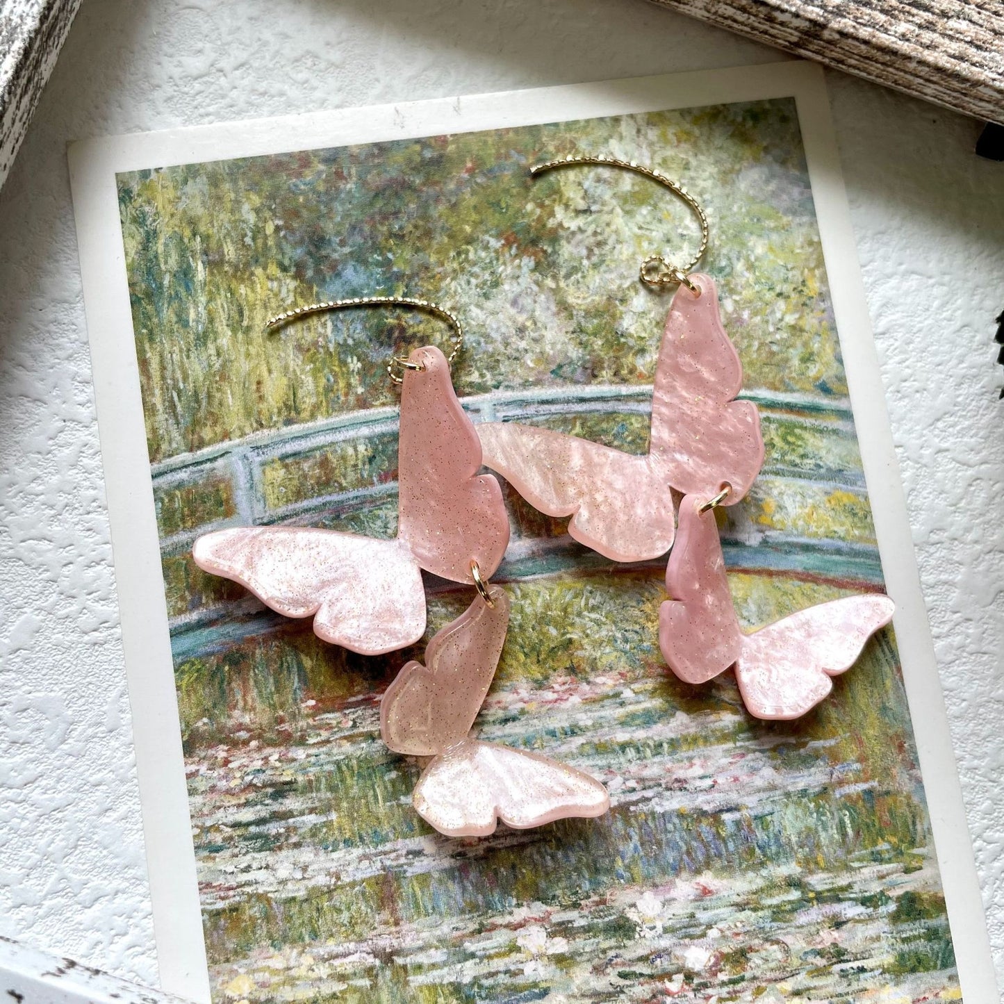 Sparkling Pink Fairy Butterfly Earrings