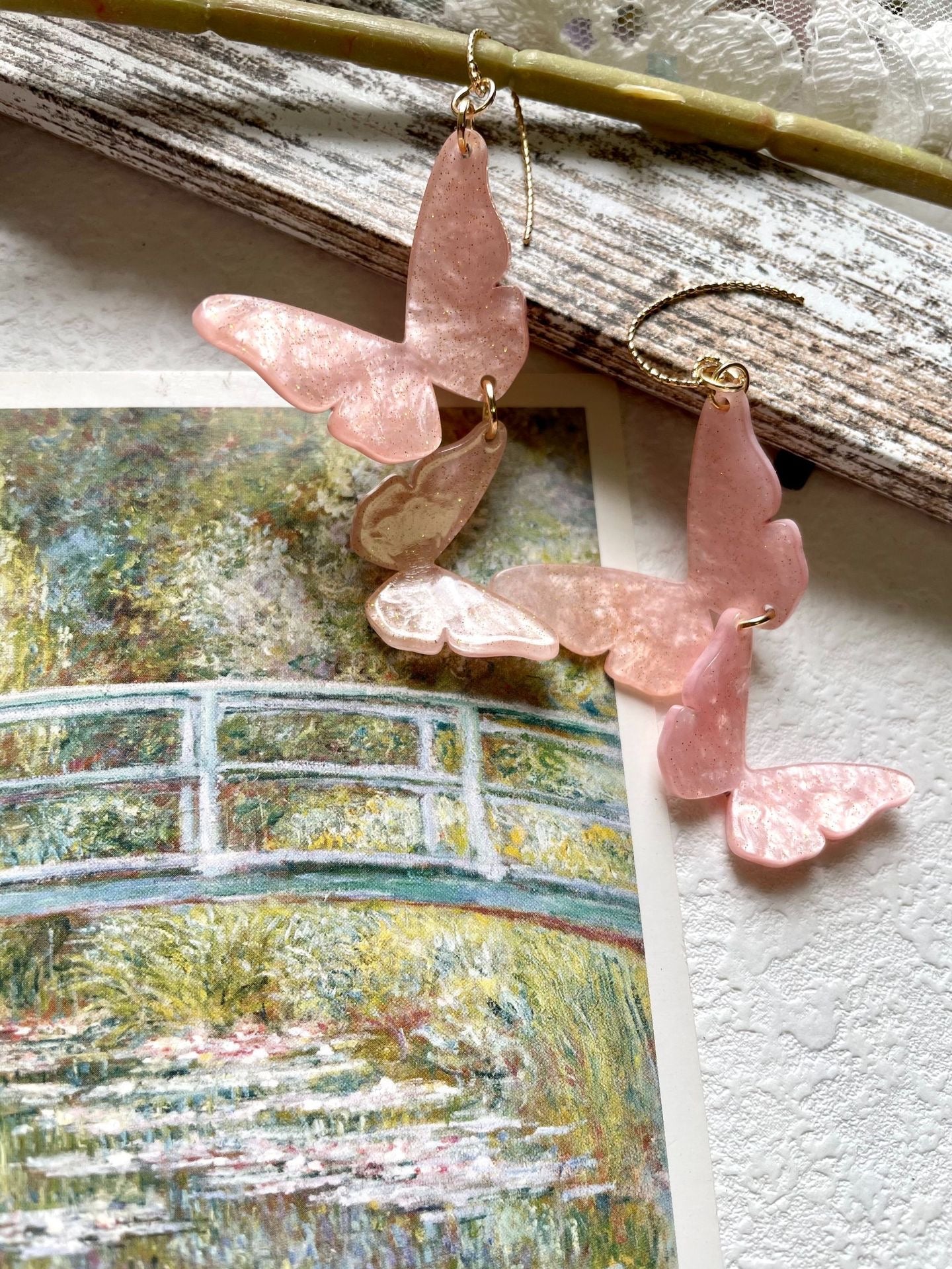 Sparkling Pink Fairy Butterfly Earrings