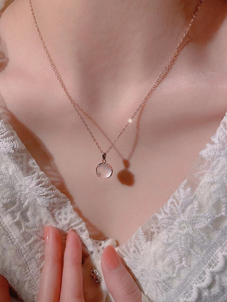 Sakura-Pink Crystal Necklace