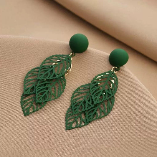 Green Leaf Earrings