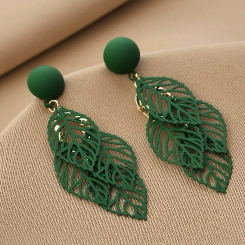 Green Leaf Earrings