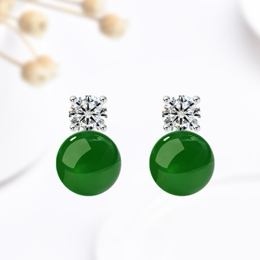 Single Green Bead Earrings