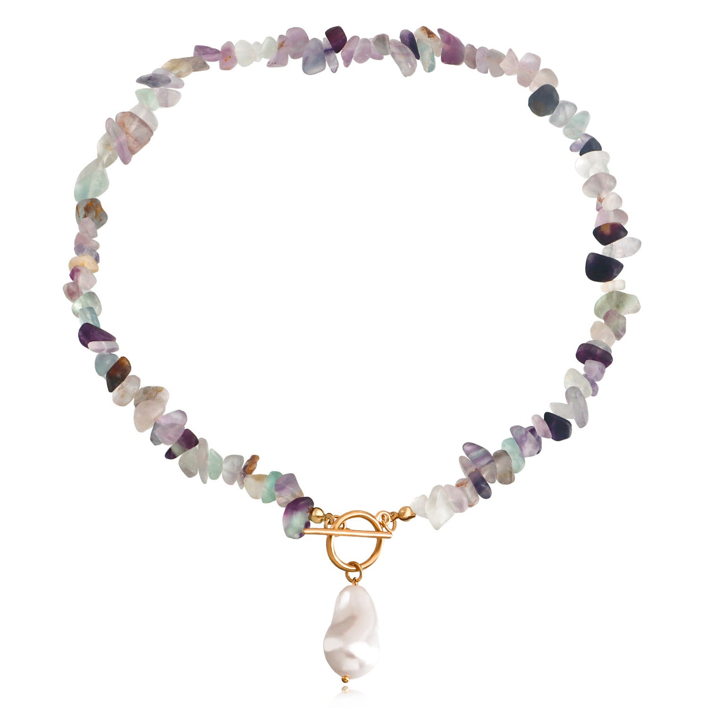 Special Shaped Pearl & Natural Stone OT Buckle Necklace