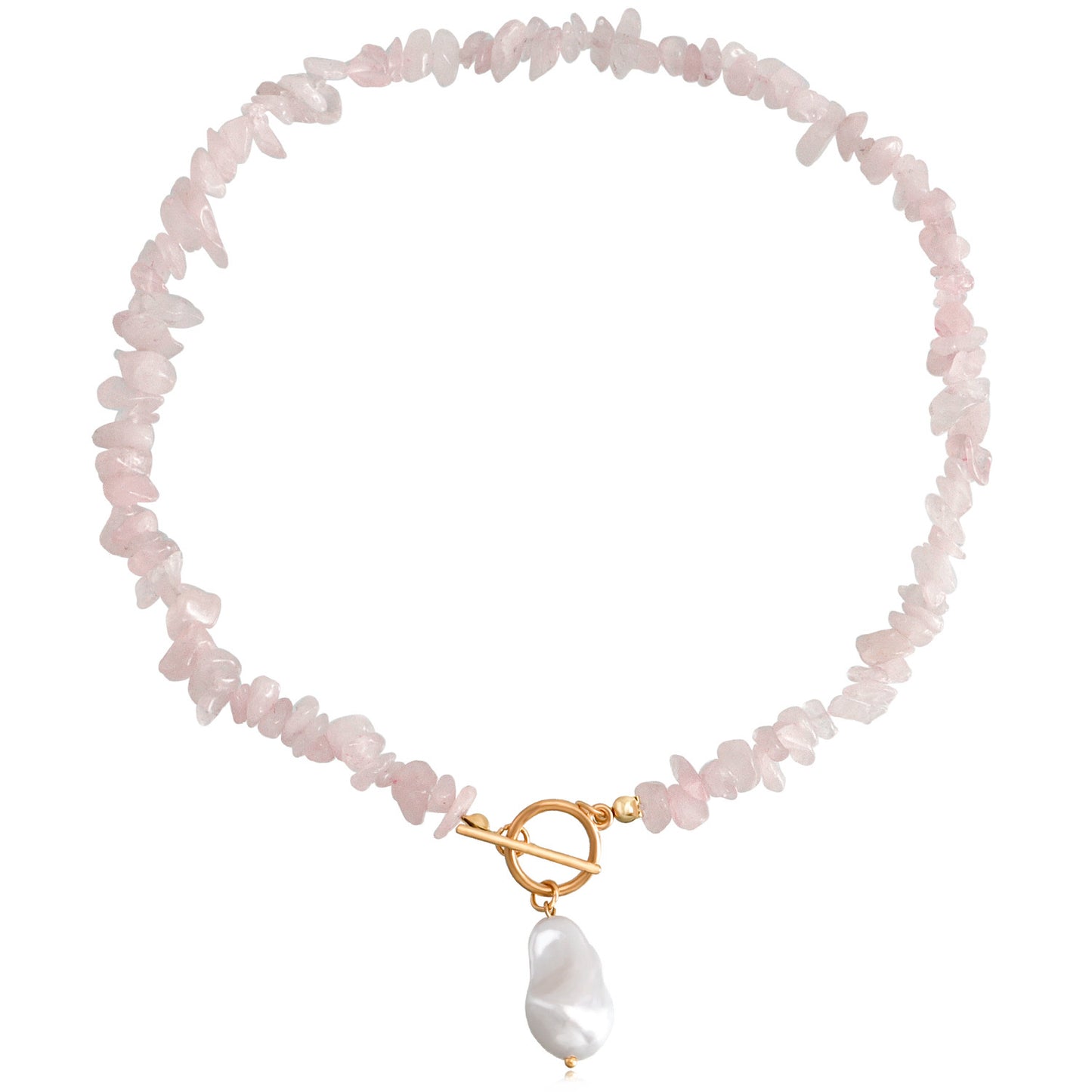 Special Shaped Pearl & Natural Stone OT Buckle Necklace