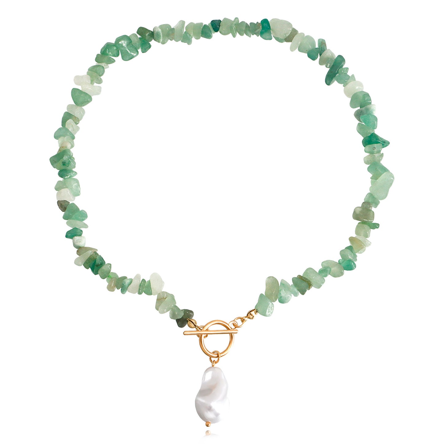 Special Shaped Pearl & Natural Stone OT Buckle Necklace