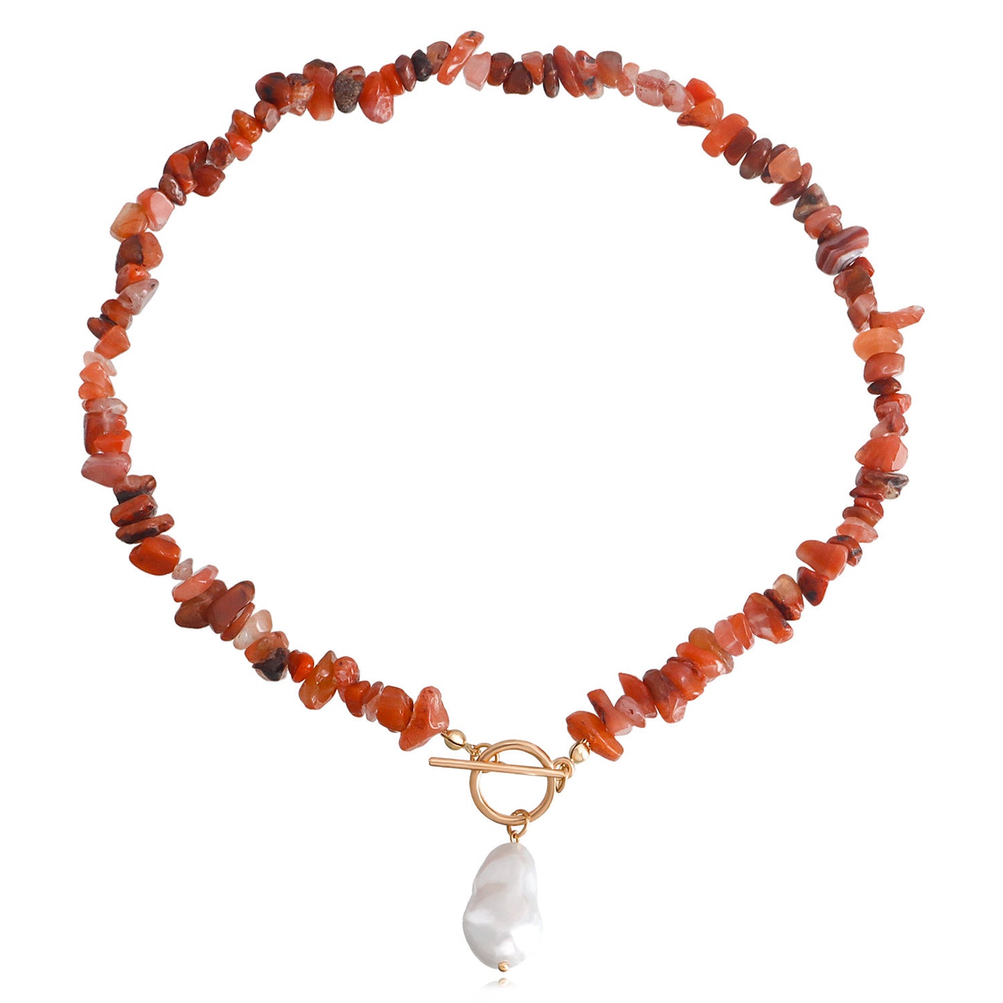 Special Shaped Pearl & Natural Stone OT Buckle Necklace